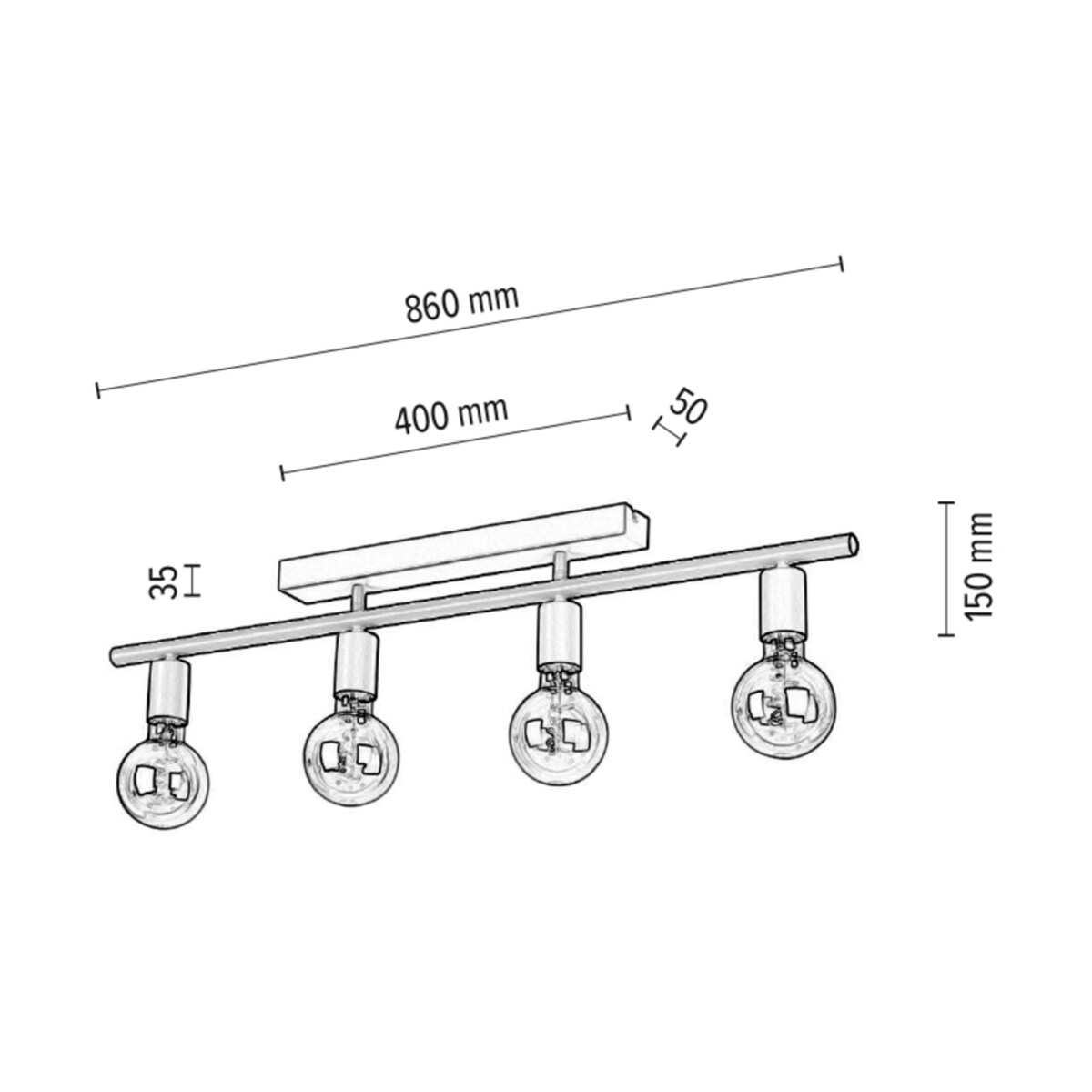 Lampa Sufitowa BRITOP Lighting 4xE27 Max.25W Elegancki Szary w Klasycznym Stylu, Polski Producent, 1 szt.