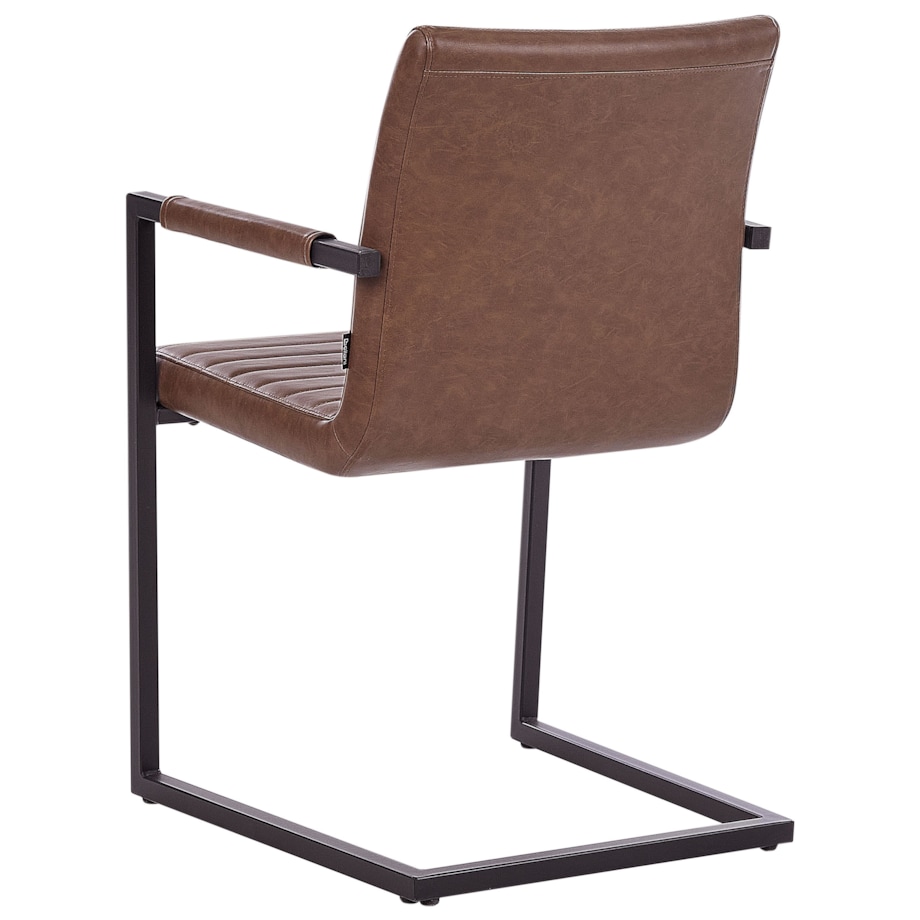 Krzesło konsolowe Zestaw 2 Skóra ekologiczna Brązowy BUFORD