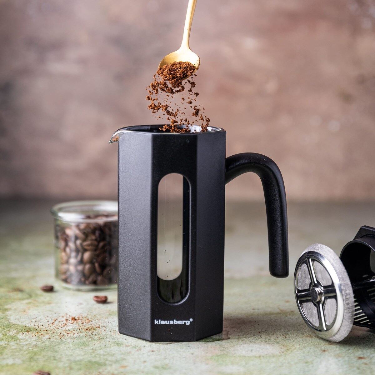 Zaparzacz do kawy herbaty 0.35L French Press czarny KLAUSBERG