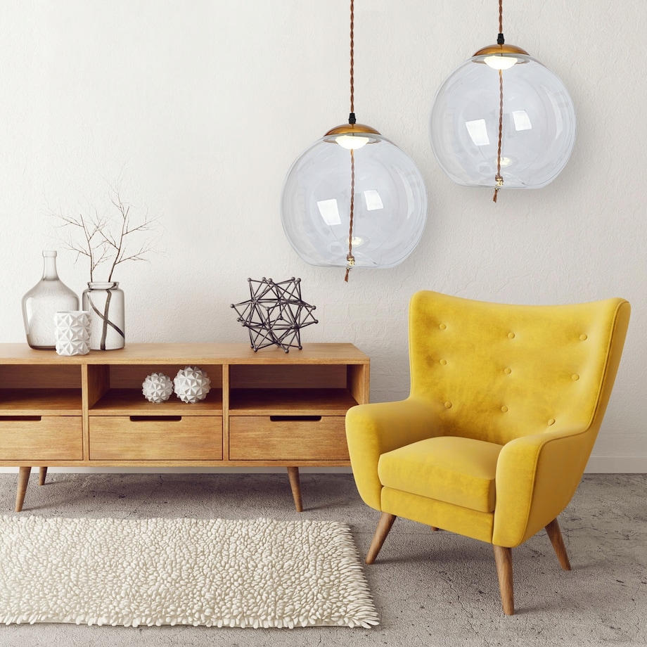 Lampa Wisząca Led Szklana Nowoczesna Sznur Kolory