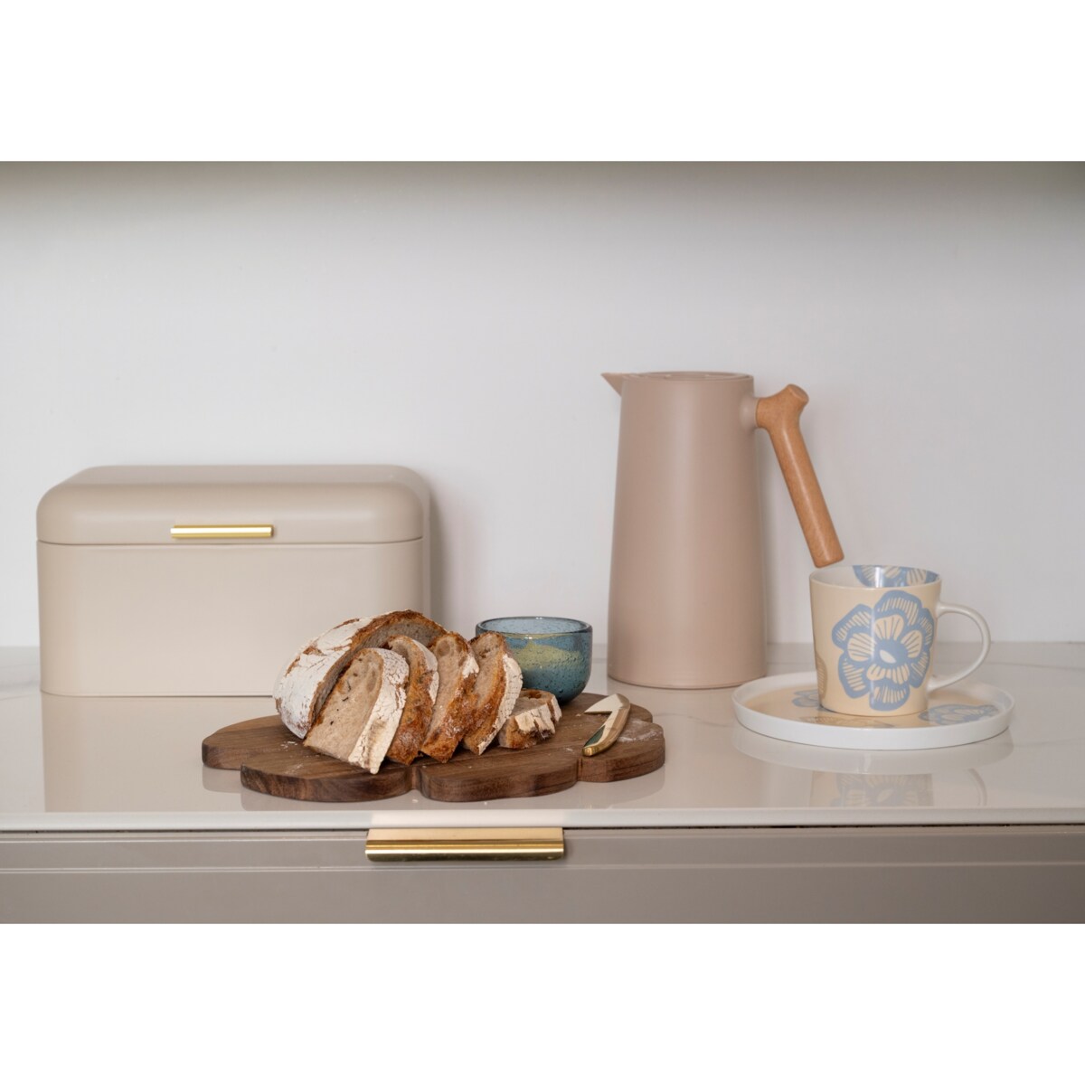 Metalowy chlebak METUL, 30 x 19 x 16 cm, beżowy