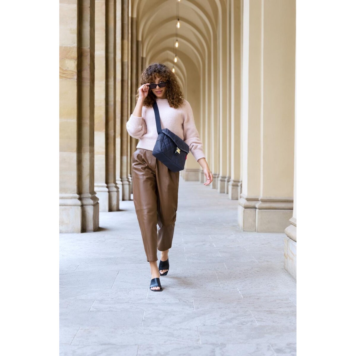 Torba SADDLE BAG M, rhombus midnight gold