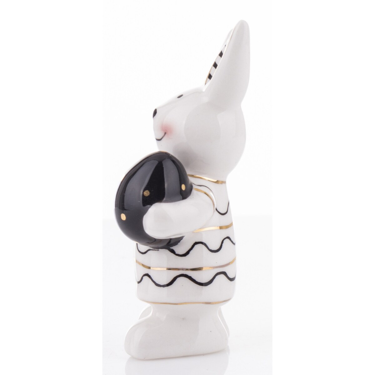 Dekoracja - małe białe króliczki w prążki 2 szt. - 9x4,5x3 cm