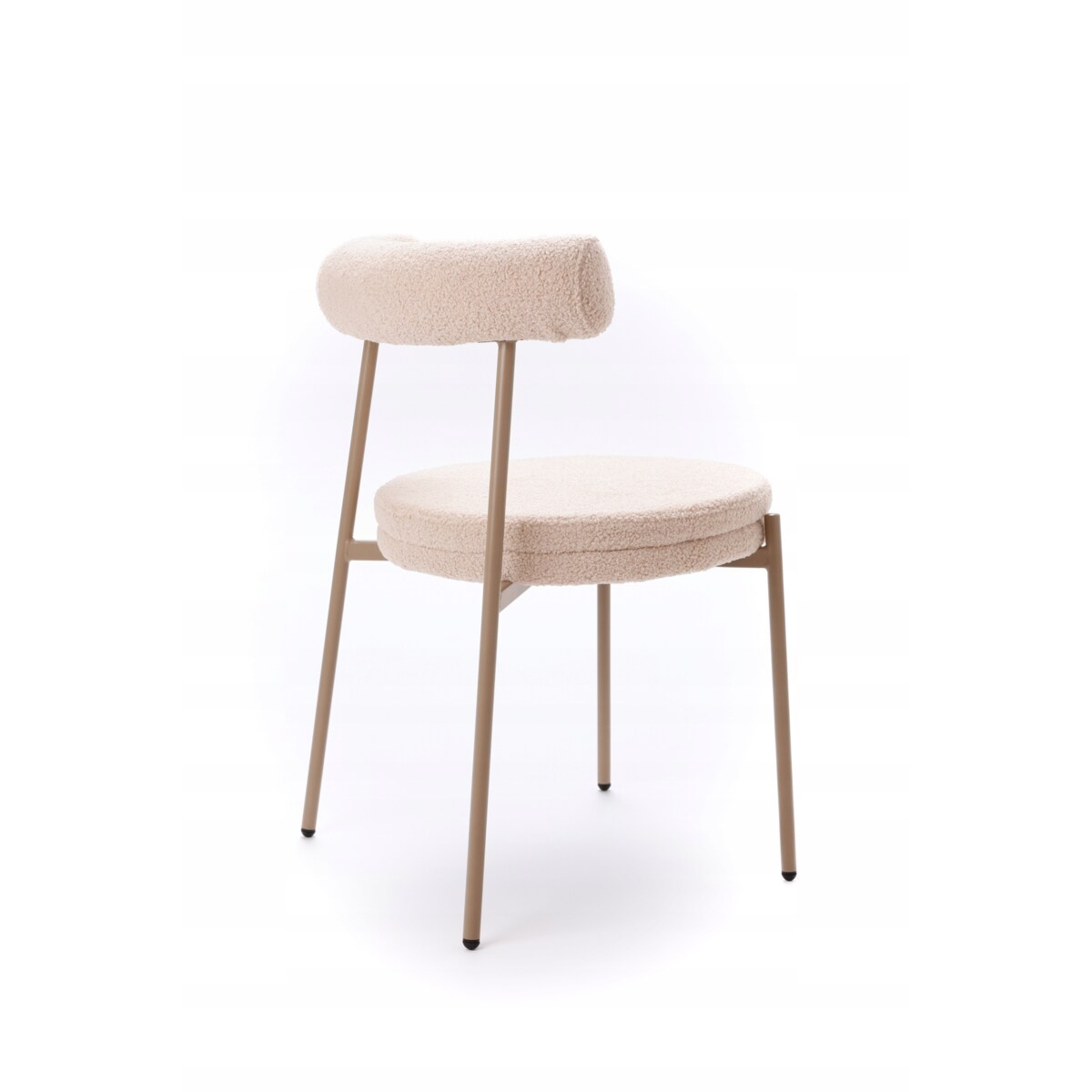 ZESTAW 2 SZTUK Krzesła VELO Beżowe TEDDY Tapicerowane Nowoczesne Jadalnia