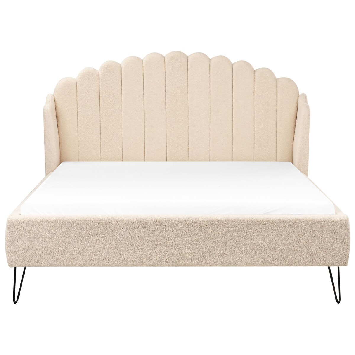 Łóżko Boucle AMBILLOU 160 x 200 cm Beżowy