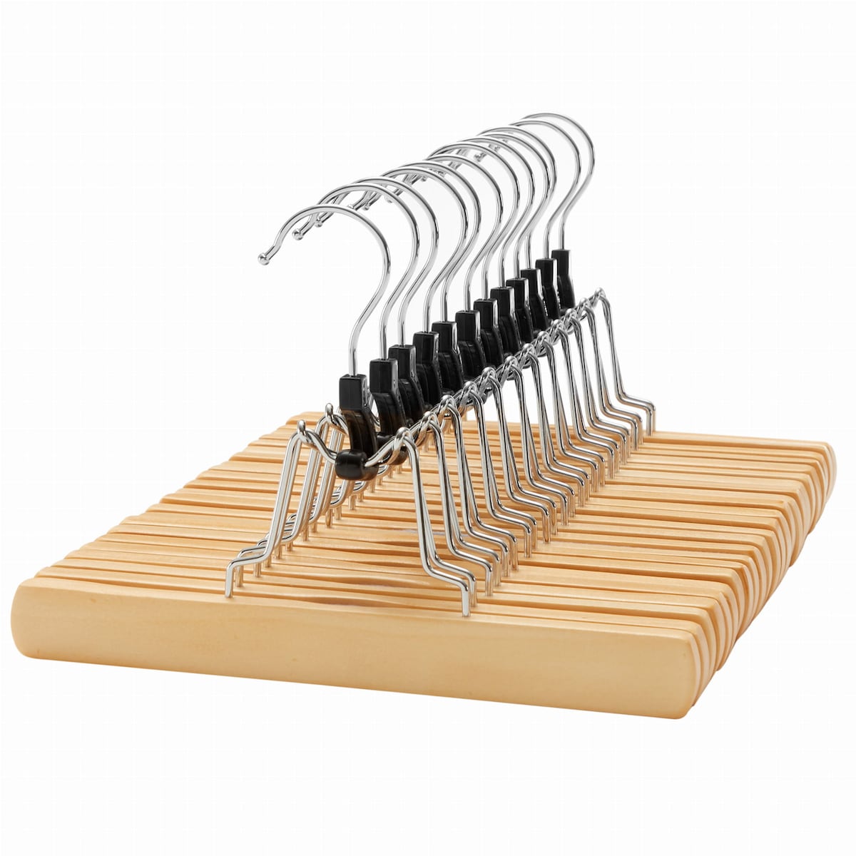 Zestaw 12 Sztuk Wieszaków Na Ubrania Drewniane Brązowe