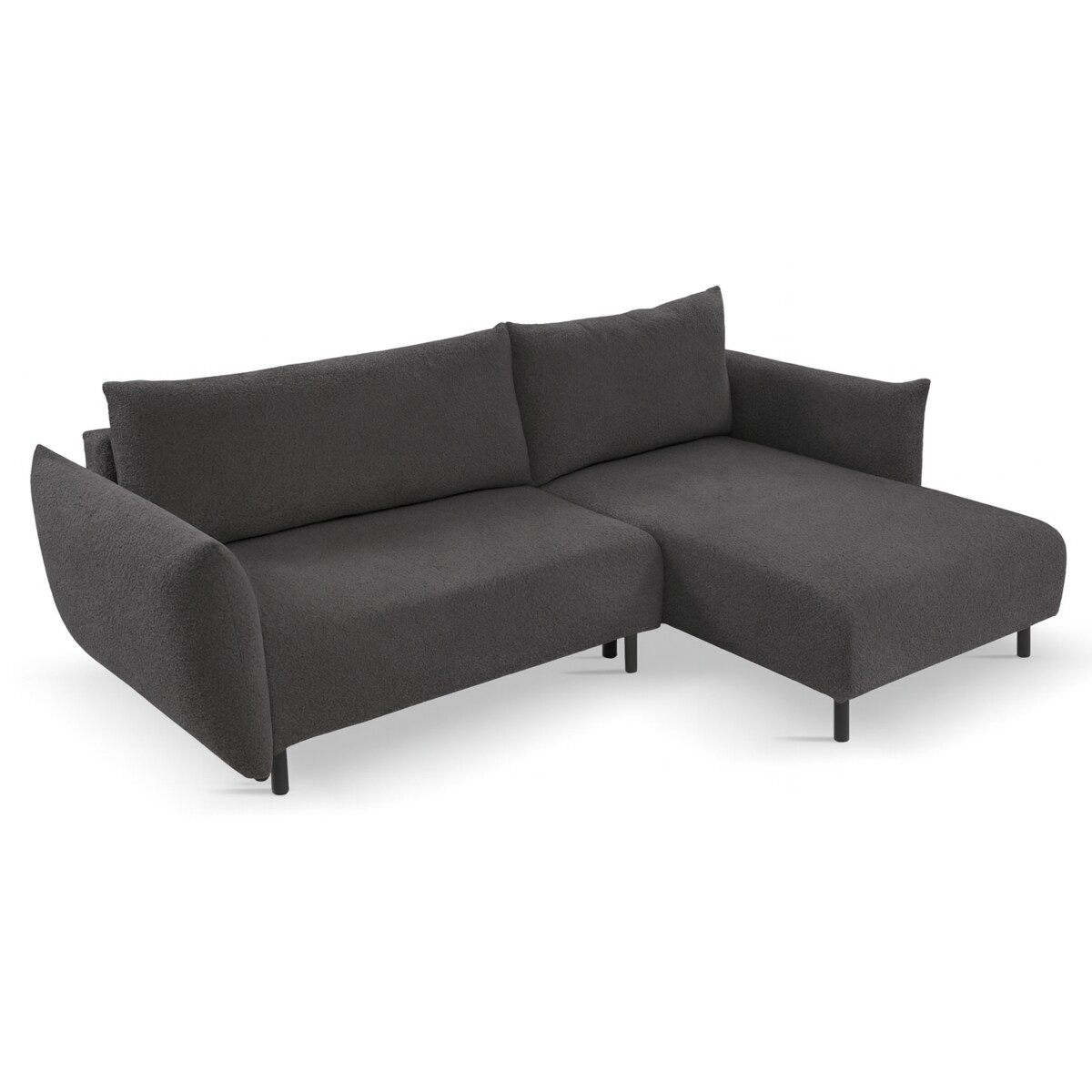 Narożnik DELI z funkcją spania na nóżkach, prawostronny, grafitowy