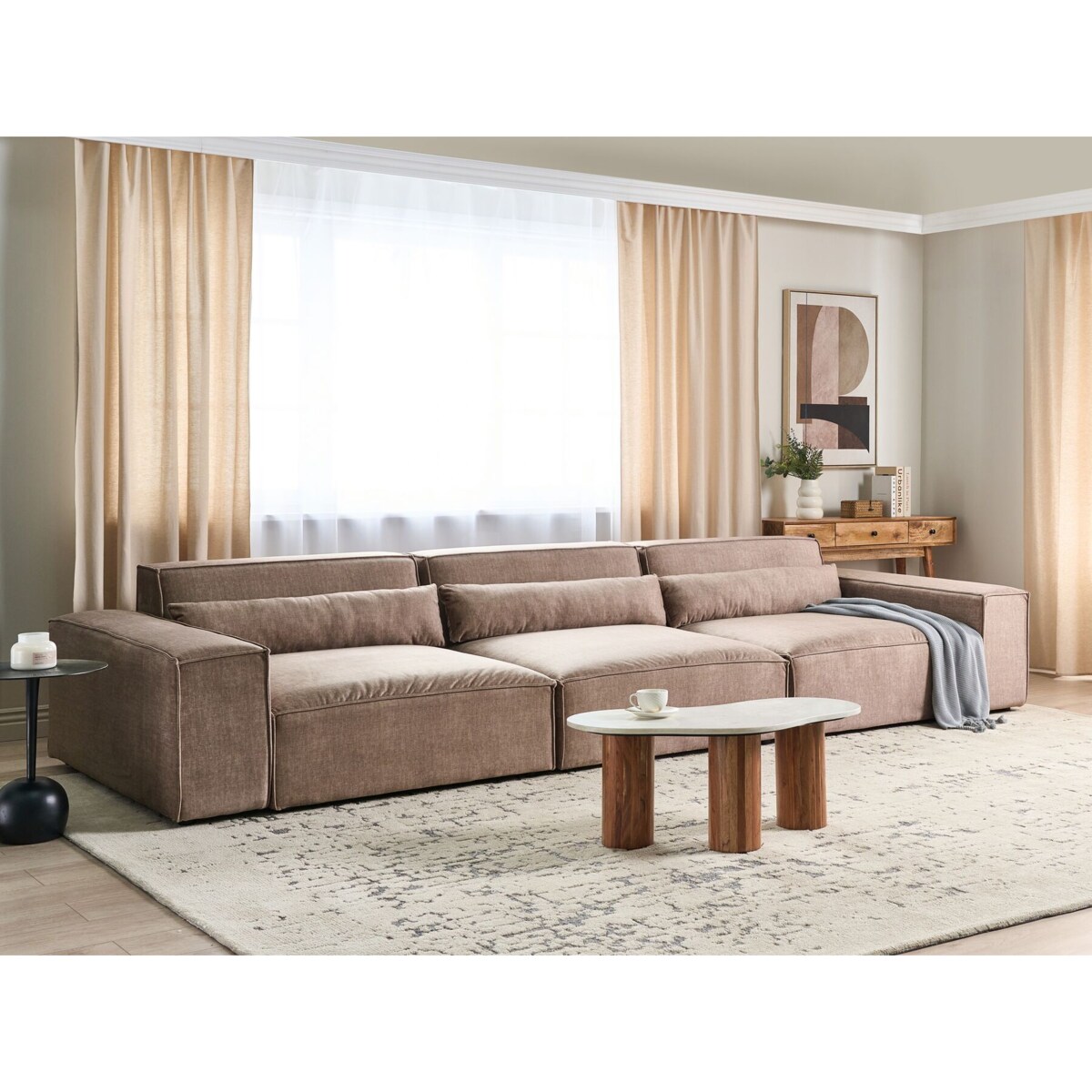 Sofa 3-osobowa modułowa brązowa HELLNAR