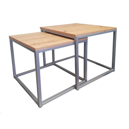Stolik kawowy 2w1 CUBE dąb craft/srebrny