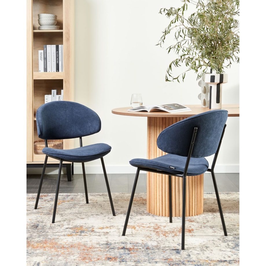 Krzesło do jadalni Zestaw 2 Tkanina Ciemnoniebieski KIANA