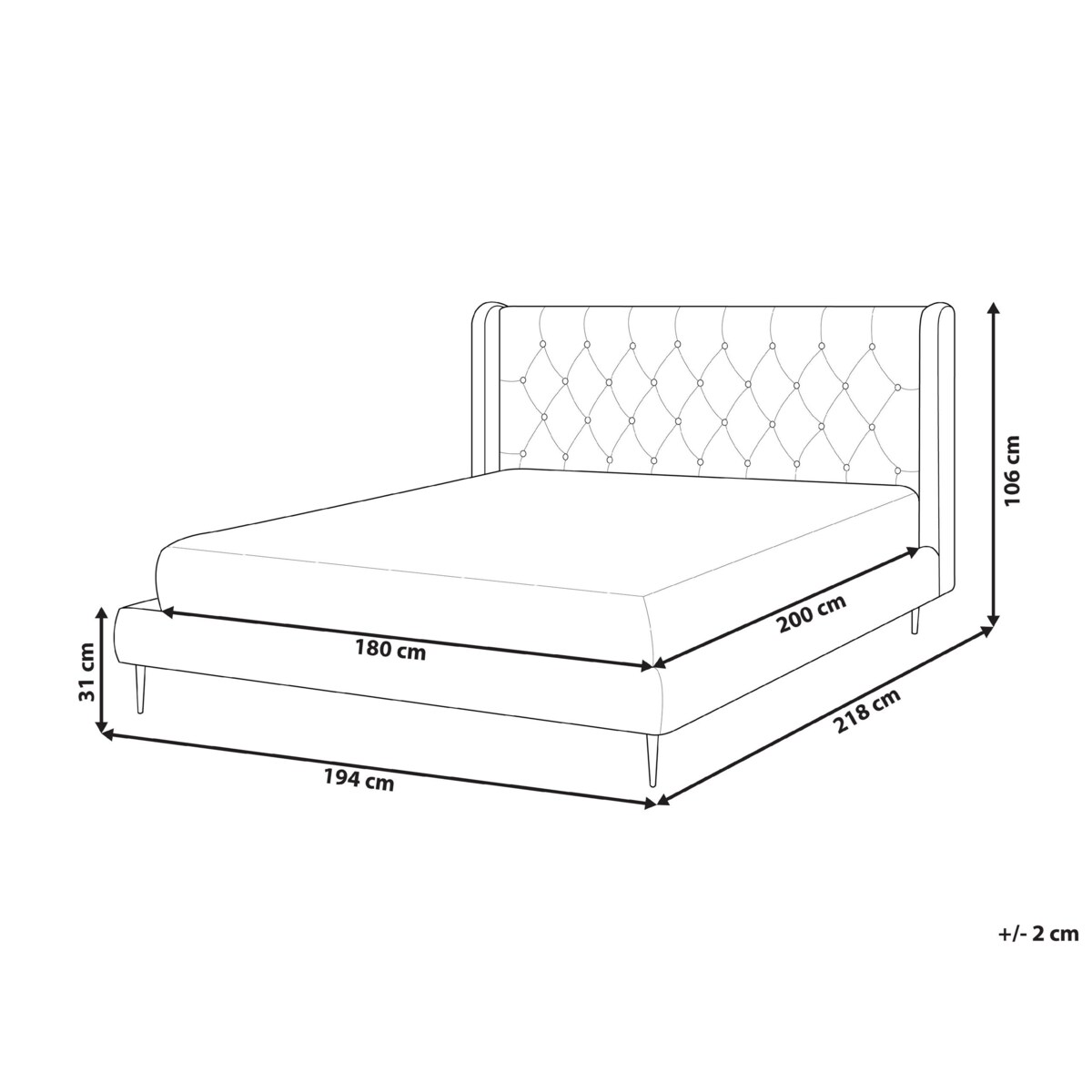 Łóżko Welur FORBACH 180 x 200 cm Beżowy
