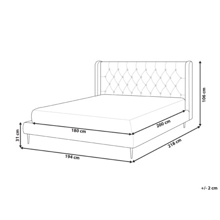 Łóżko welurowe 180 x 200 cm beżowe FORBACH