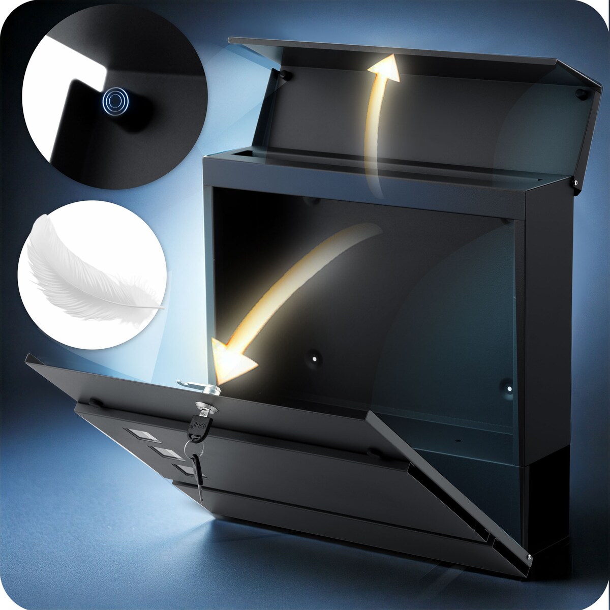 Skrzynka na listy z gazetnikiem Humberg pocztowa na bramę ogrodzenie stalowa antracyt