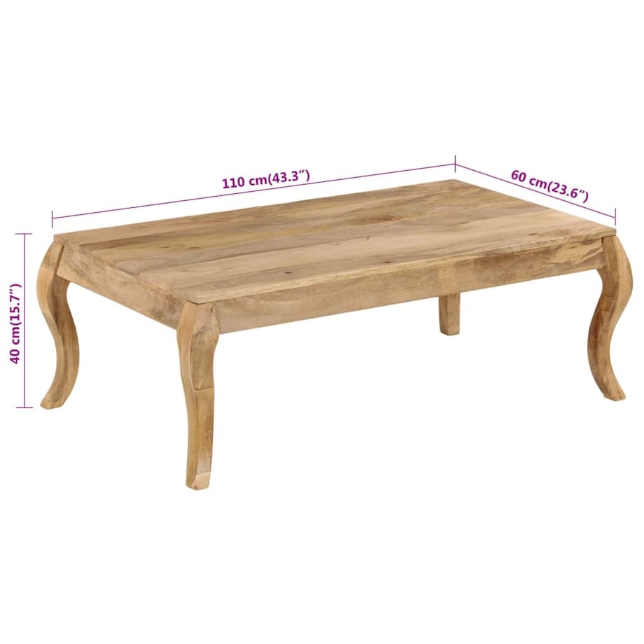 vidaXL Stolik kawowy z litego drewna mango, 116 x 66 x 41 cm