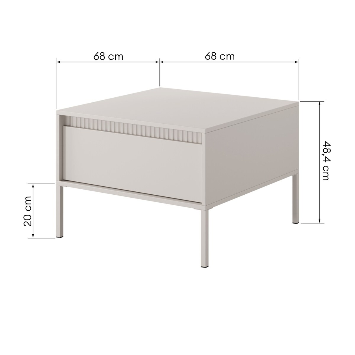 Stolik kawowy z szufladą 48,4x68x68 cm LEMAL beżowy