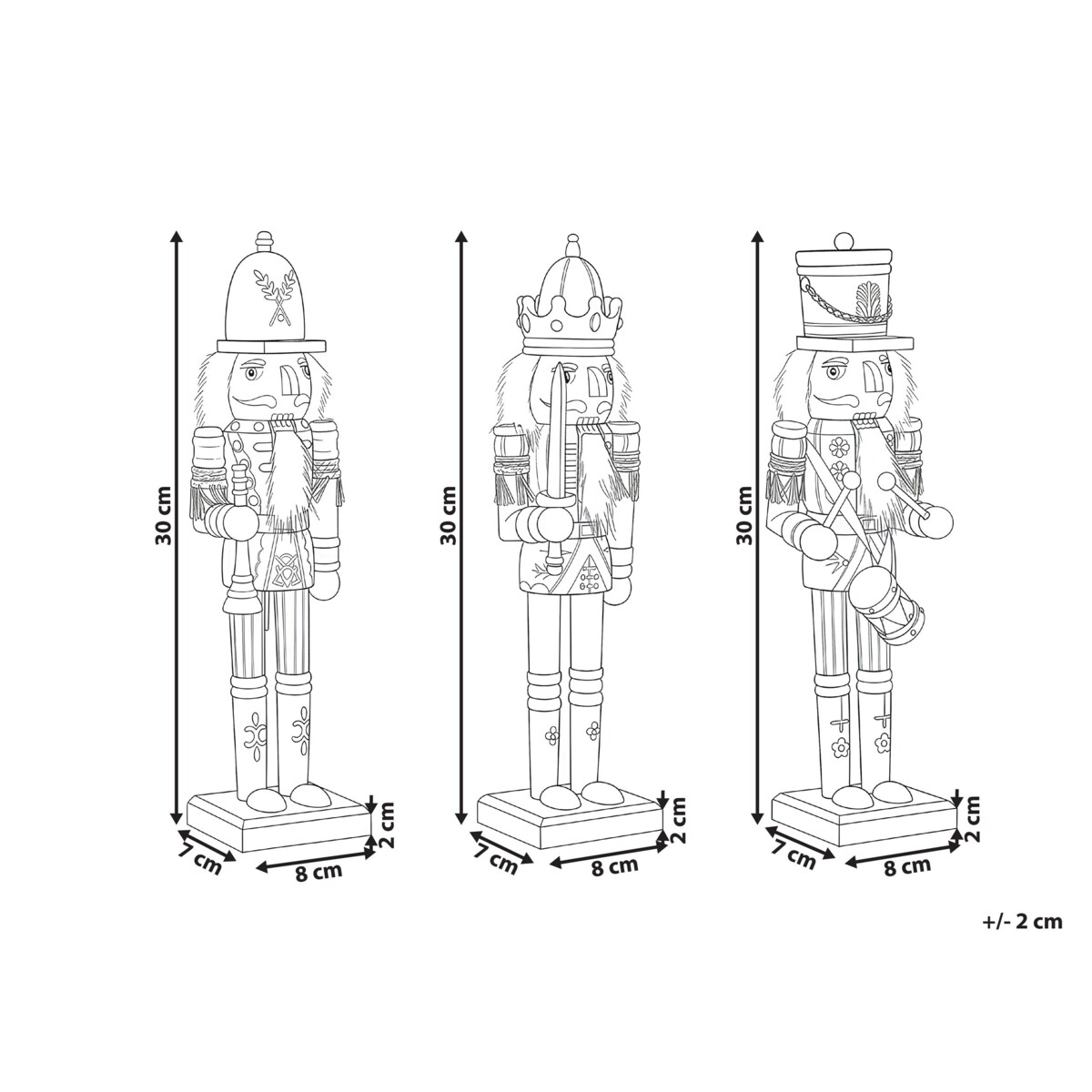 Zestaw 3 figurek dekoracyjnych LJUSNAN Dziadek do orzechów 30 cm Ciemnozielony