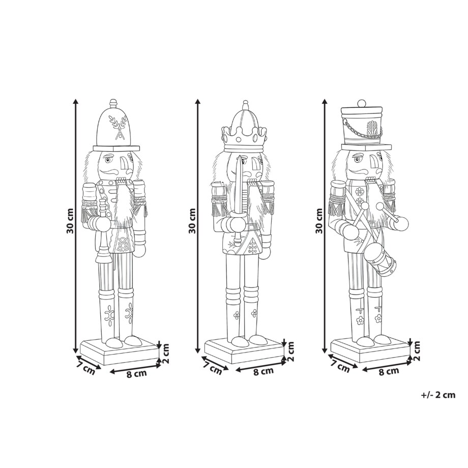 Zestaw 3 figurek dekoracyjnych LJUSNAN Dziadek do orzechów 30 cm Ciemnozielony