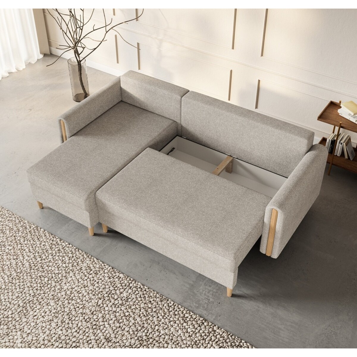 Lewostronny narożnik GALOS z funkcją spania - beżowy