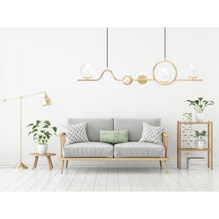 Lampa Sufitowa Nowoczesna Gold Złota E27 Klosz X5
