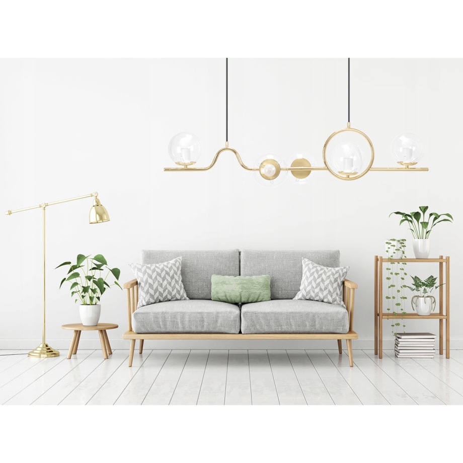 Lampa Sufitowa Nowoczesna Gold Złota E27 Klosz X5
