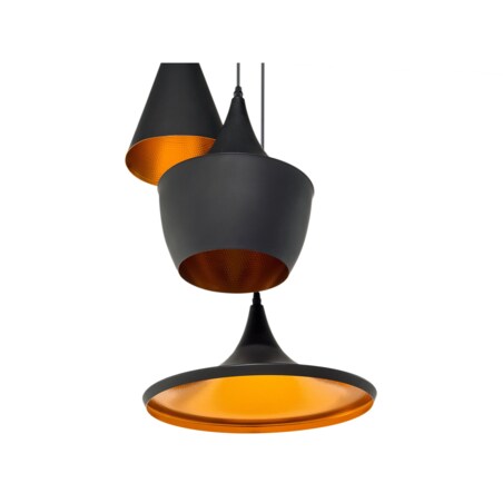 Lampa wisząca 3 klosze metalowa czarna CARSON