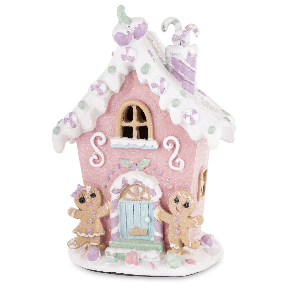 Domek ciasteczkowy LED 19x13x11 cm BISCOTTO różowy