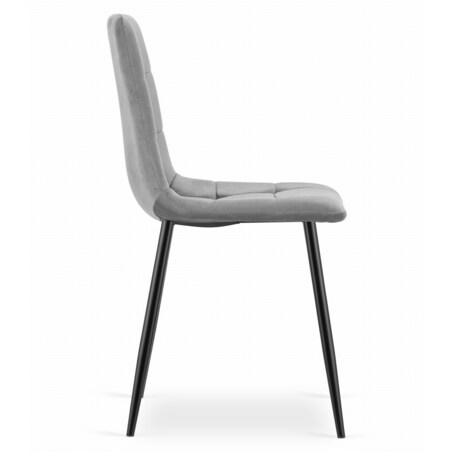 Krzesło Do Jadalni Kuchni Salonu Kara - Jasny Szary Aksamit / Nogi Czarne X 4