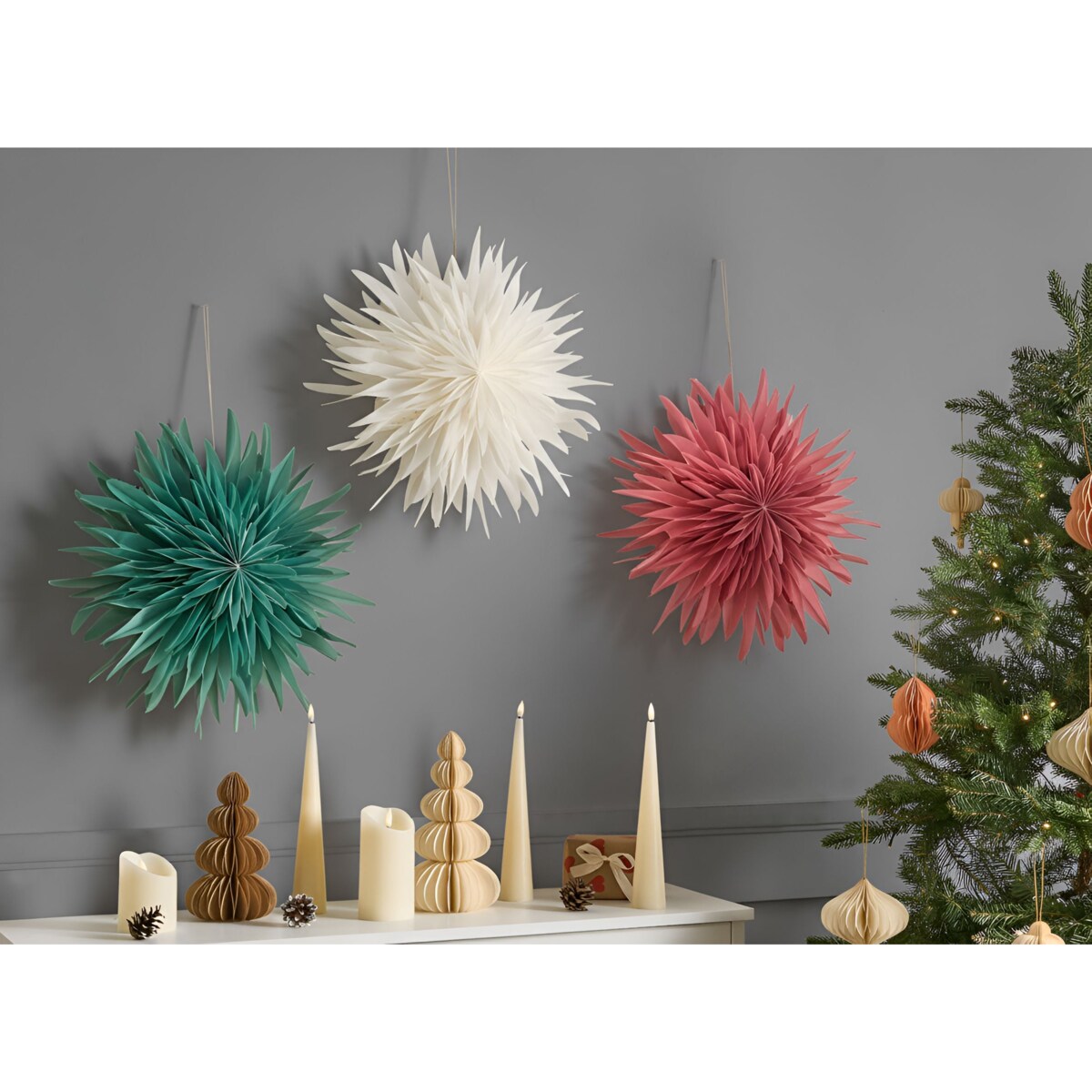 Zestaw 3 dekoracji wiszących LED GROVLAN Gwiazda 41 cm Kolorowy