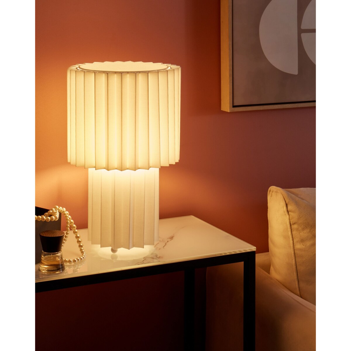 Lampa stołowa lniana biała ALFEIOS