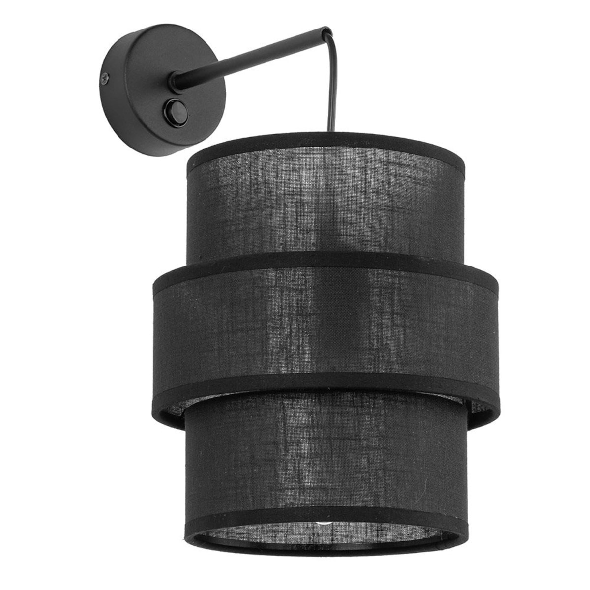 Kinkiet z włącznikiem CALISTO BLACK 5955 TK Lighting czarny E27 nowoczesna lampa ścienna do sypialni i salonu