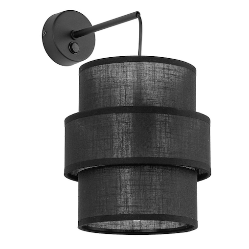 Kinkiet z włącznikiem CALISTO BLACK 5955 TK Lighting czarny E27 nowoczesna lampa ścienna do sypialni i salonu