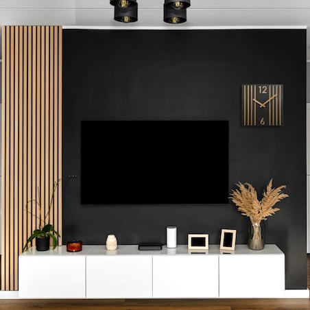 Zegar ścienny czarny do salonu Lamele 30 cm
