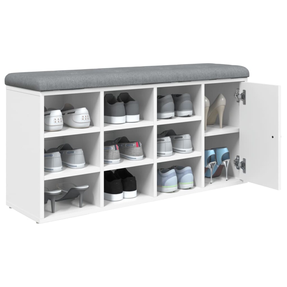 vidaXL Ławka na buty, biała, 102x32x50 cm, materiał drewnopochodny