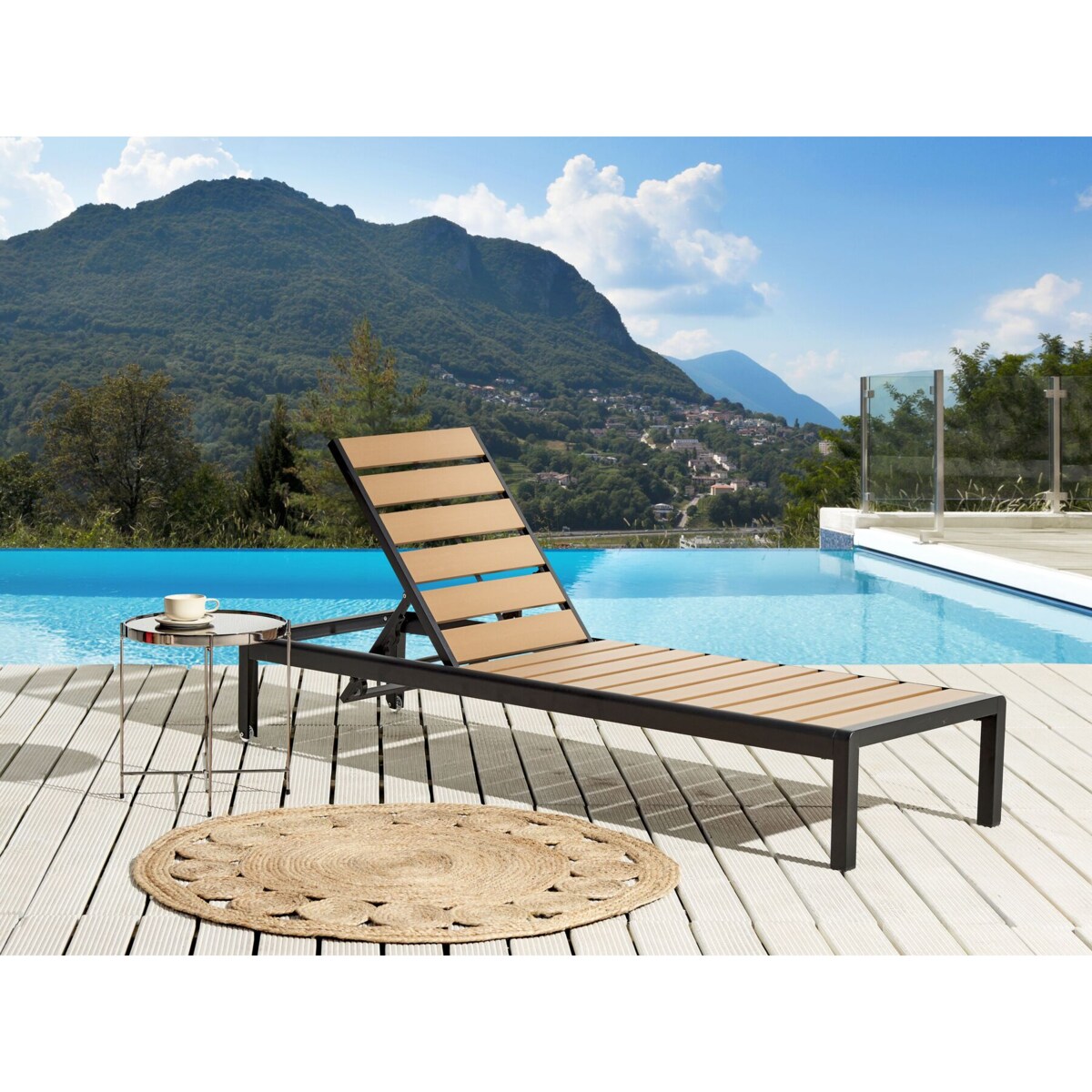 Leżak ogrodowy jasne drewno z czarnym NARDO