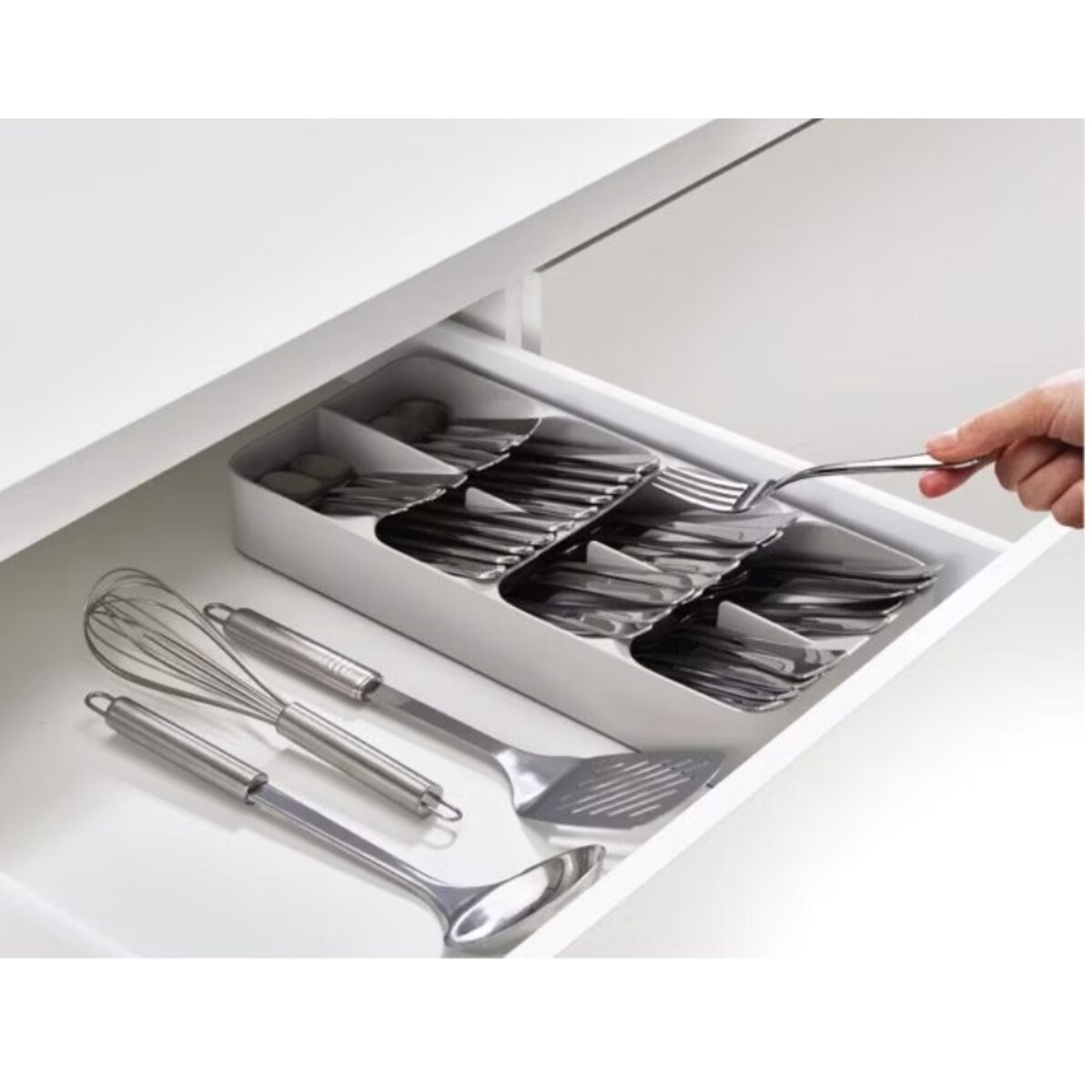 Organizer na sztućce podwójny szary DrawerStore, 5.5 x 17.6 x 39.4 cm, Joseph Joseph