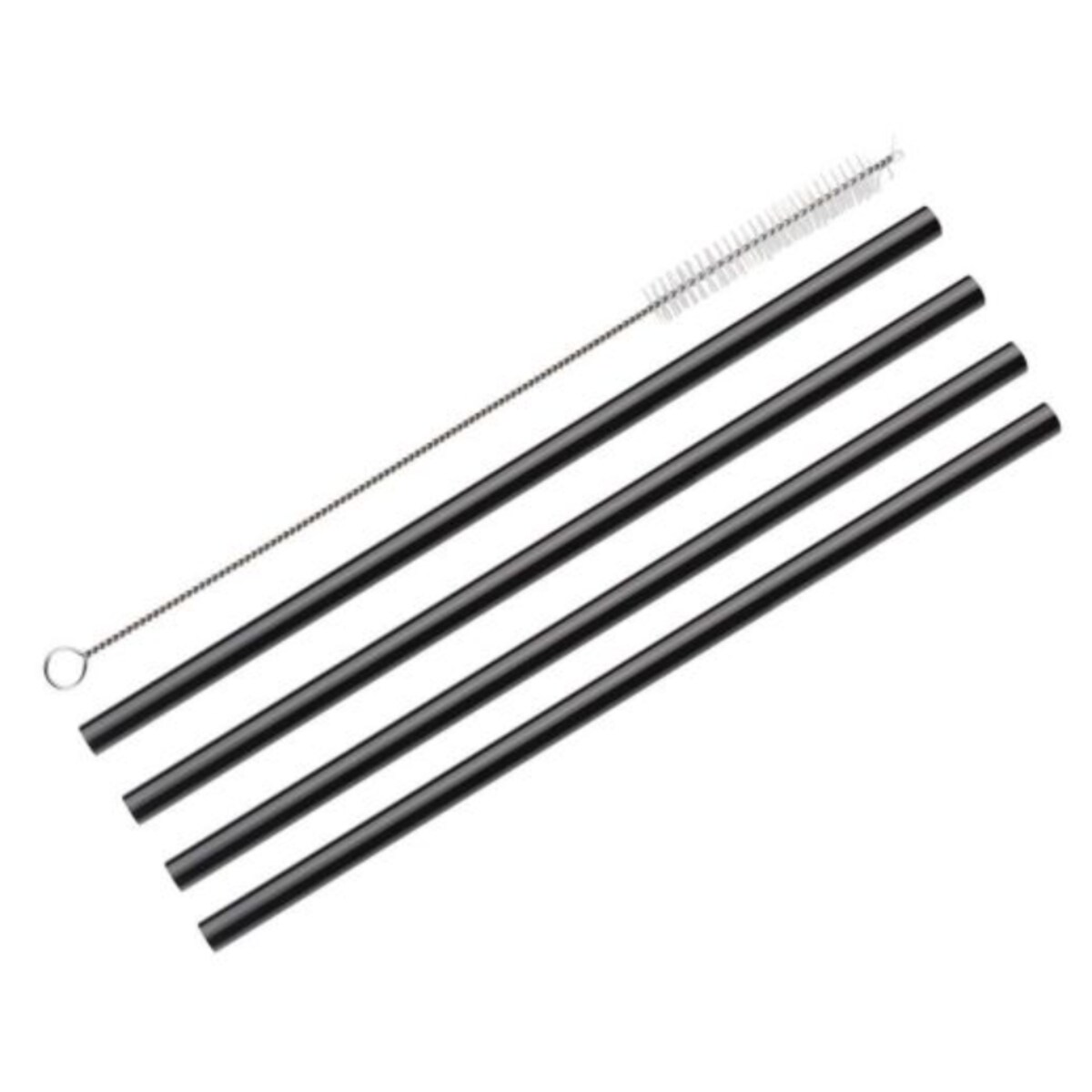 Słomki do napojów szklane (4 szt.) + szczoteczka do czyszczenia Vetro Nero Cilio