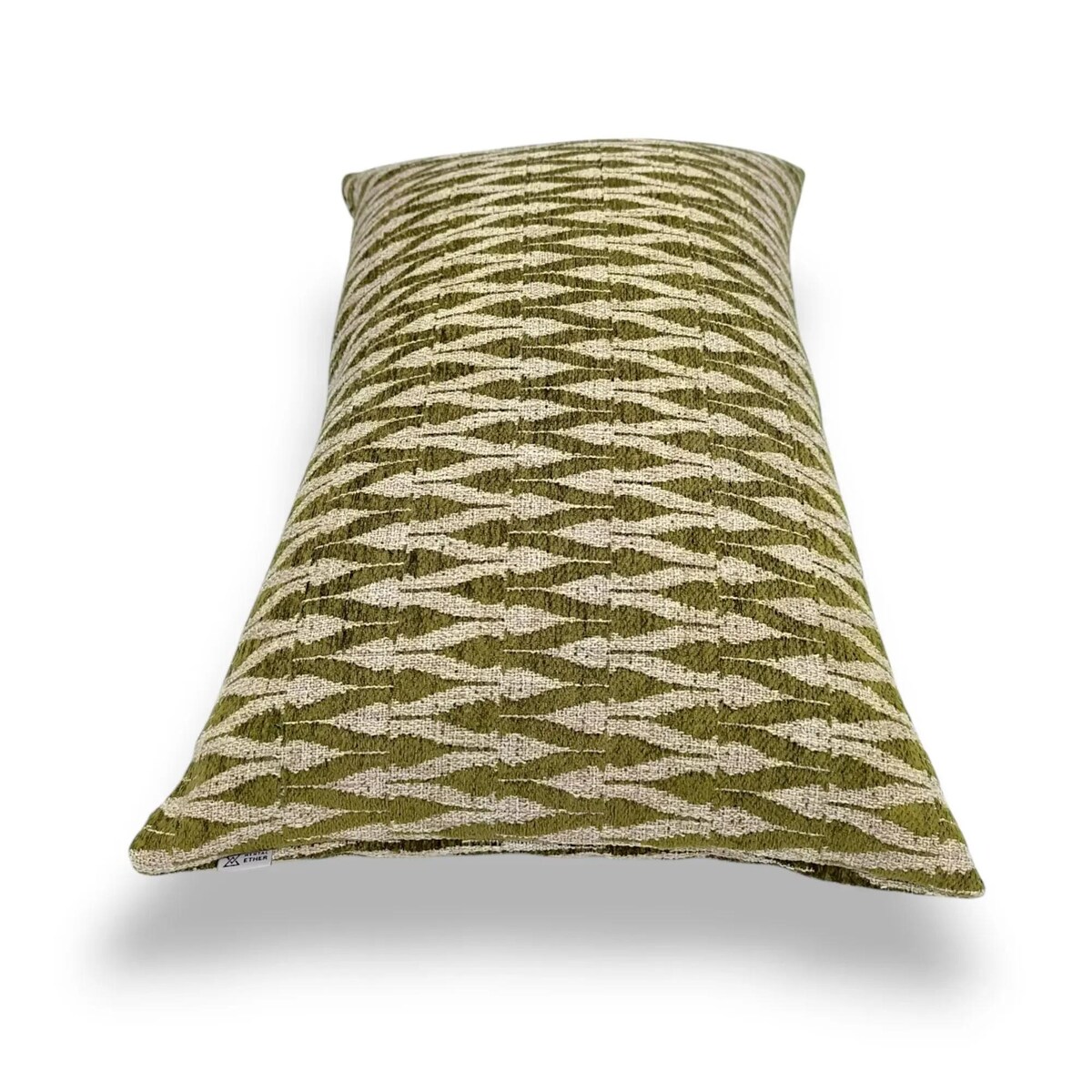 Beżowo‑zielona poduszka dekoracyjna 60x40 Alto – chevron stylizowany