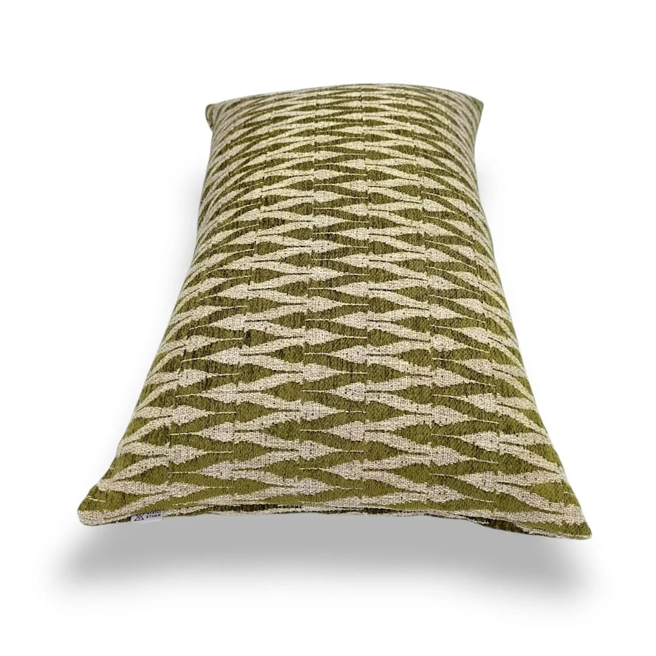 Beżowo‑zielona poduszka dekoracyjna 60x40 Alto – chevron stylizowany