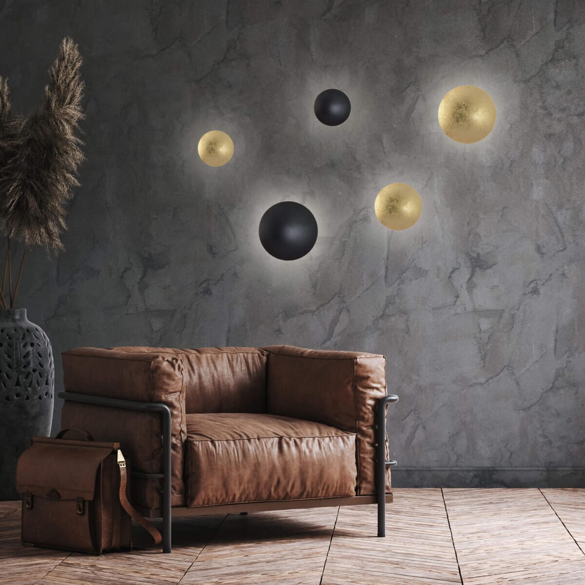 LAMPA sufitowa PLATILLO LP-8102/1C-12W GD Light Prestige okrągła OPRAWA metalowa moon LED 12W 3000K plafon złoty