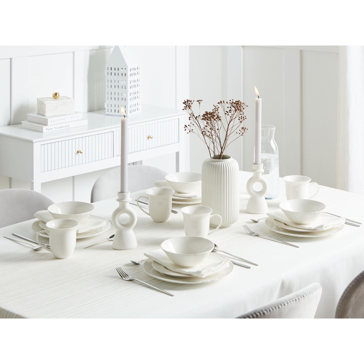 Zastawa stołowa 16-częściowa ELDERBERRY Porcelana Biały