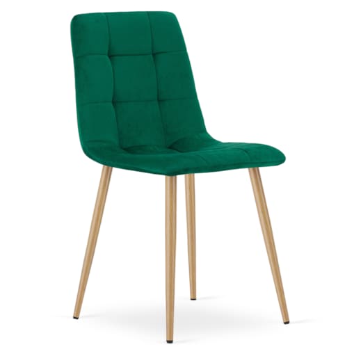 Krzesło Kara aksamitne welurowe - Ciemna Zieleń Aksamit / Nogi Kolor Drewna