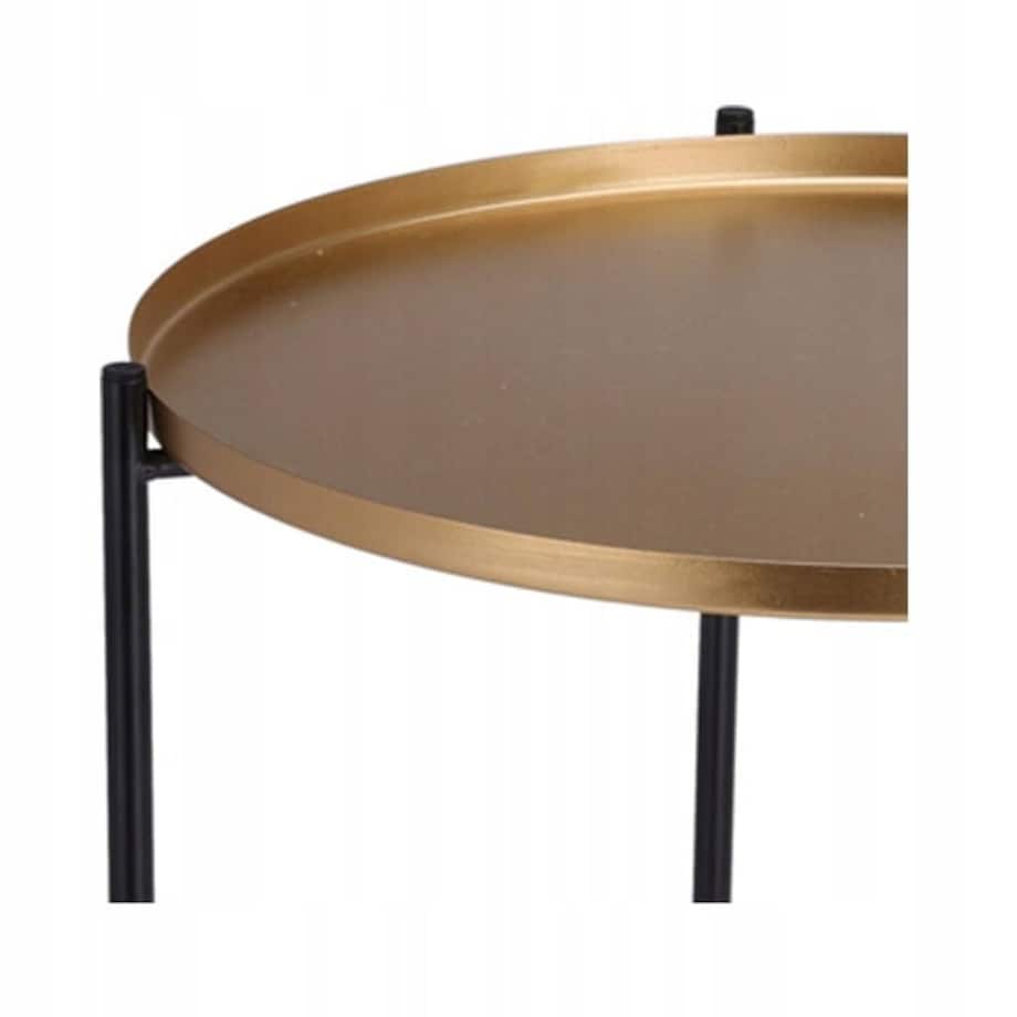 Stolik Kawowy Pomocniczy na balkon do salonu ZŁOTY okrągły Kwietnik 47 cm