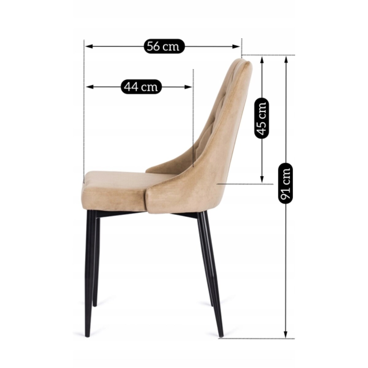 Krzesło Tapicerowane Welurowe Do Salonu Jadalni Loft Velvet Beżowe CORK