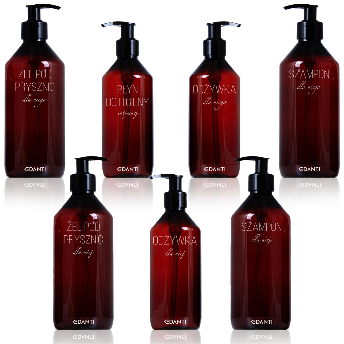 7X Dozownik Z Pompką Butelka Do Szamponu Żelu Pod Prysznic Zestaw Dla Pary Do Łazienki