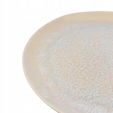 TALERZ DESEROWY 20cm okrągły ceramiczny beżowy płytki mały obiadowy serwis