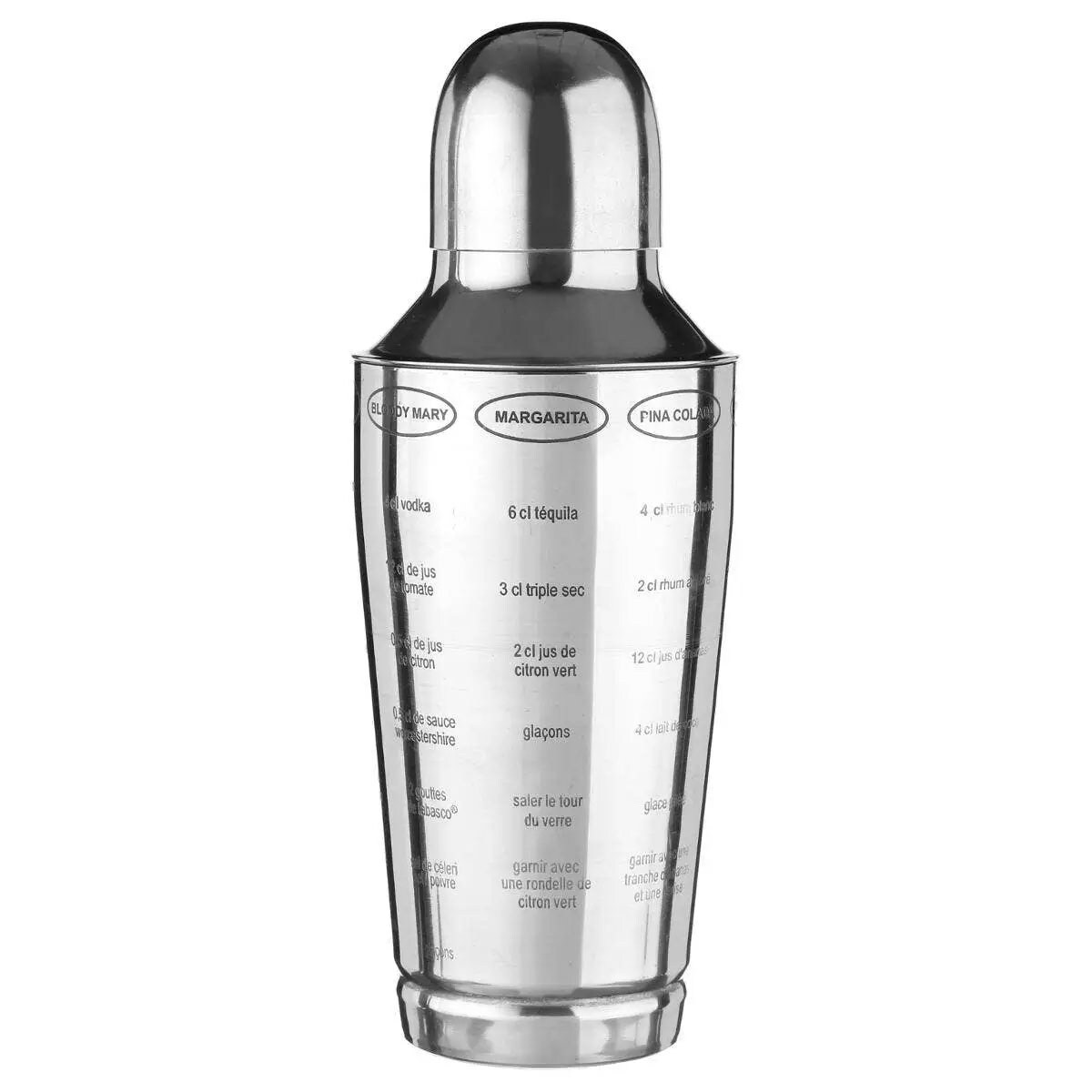 Zestaw barmański do drinków, shaker 600 ml, metalowy, 5 elementów, kolor srebrny