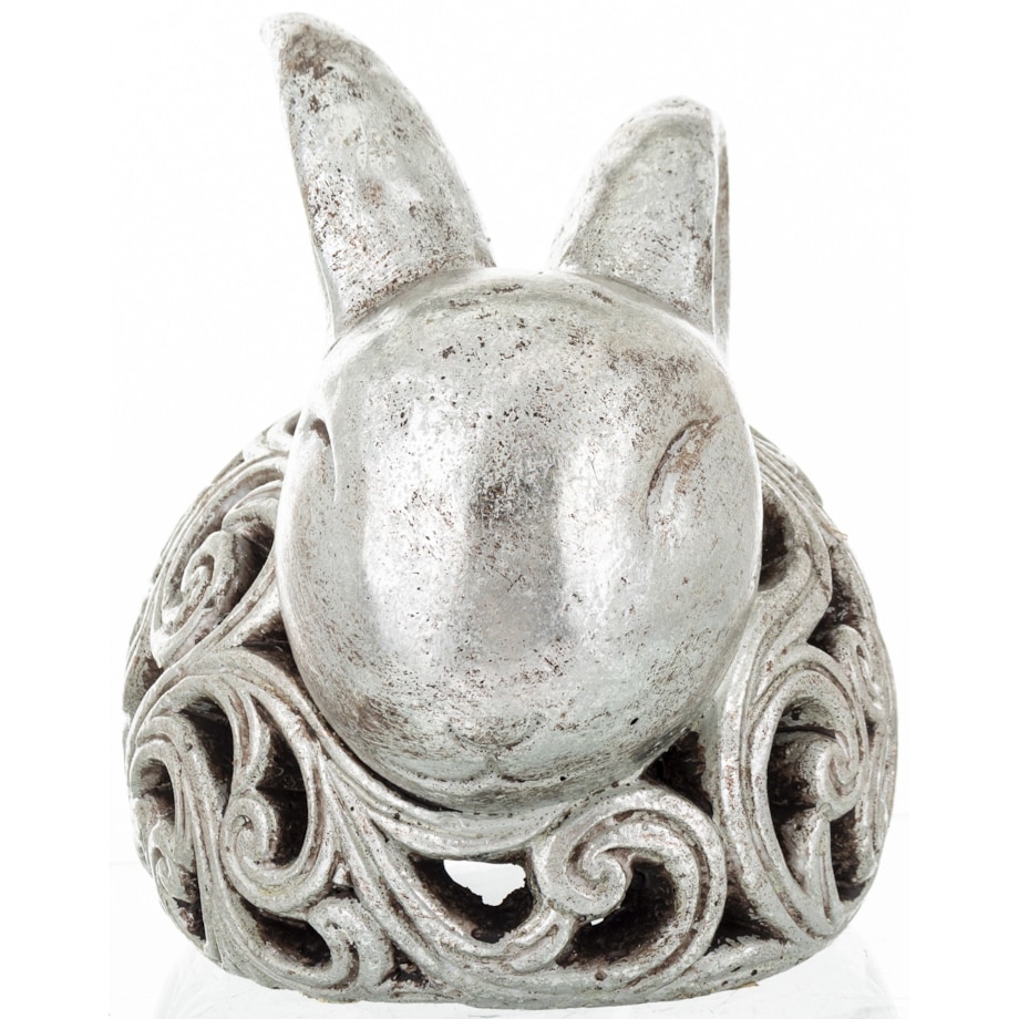Dekoracja - królik ażurowy 21x17x25 cm SREBRNY