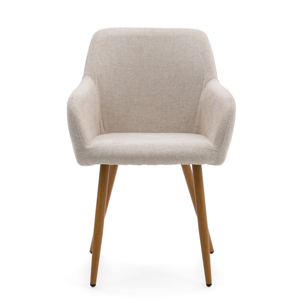 Krzesło tapicerowane skandynawskie beżowe SCANDI metalowe nogi w kolorze drewna