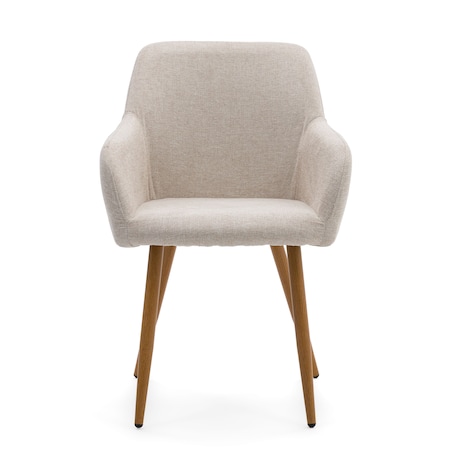 Krzesło tapicerowane skandynawskie beżowe SCANDI metalowe nogi w kolorze drewna