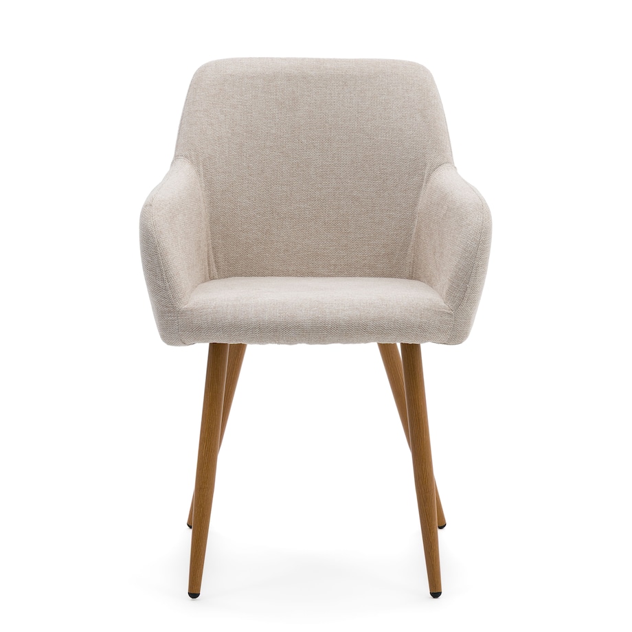 Krzesło tapicerowane skandynawskie beżowe SCANDI metalowe nogi w kolorze drewna